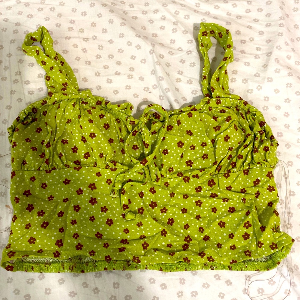 Green and brown floral pacsun top